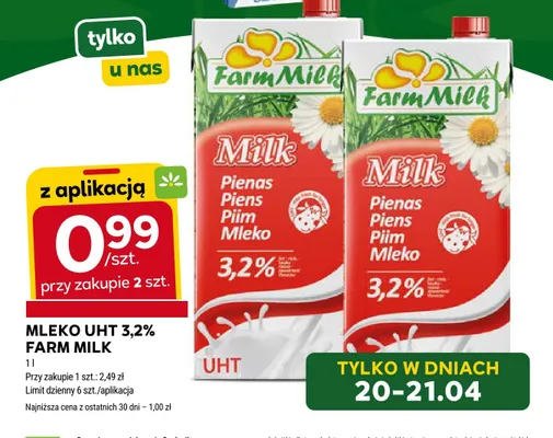 Mleko UHT 3,2% promocja w Stokrotka