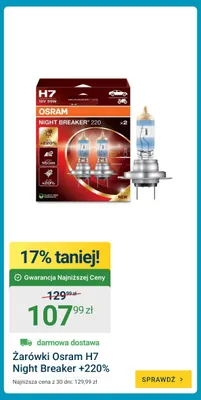Żarówki Osram H7 Night Breaker +220% promocja w ERLI