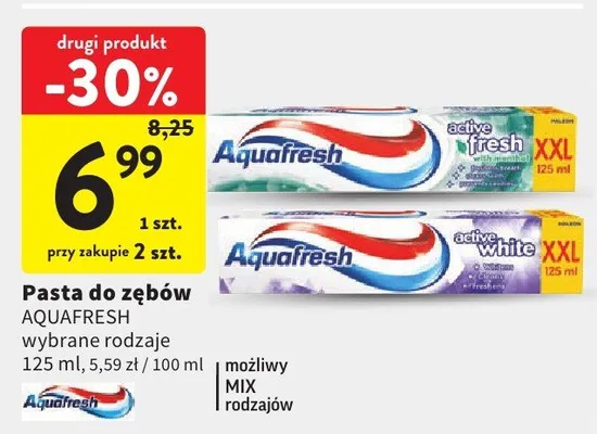 Pasta do zębów Aquafresh wybrane rodzaje 125ml promocja w Intermarche