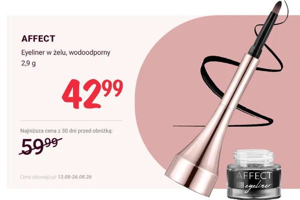 Eyeliner w żelu wodoodporny Affect promocja w Rossmann