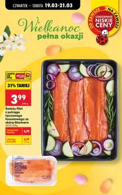 Filet świeży pstrąg tęczowy łososiowy ze skórą Marinero promocja w Biedronka