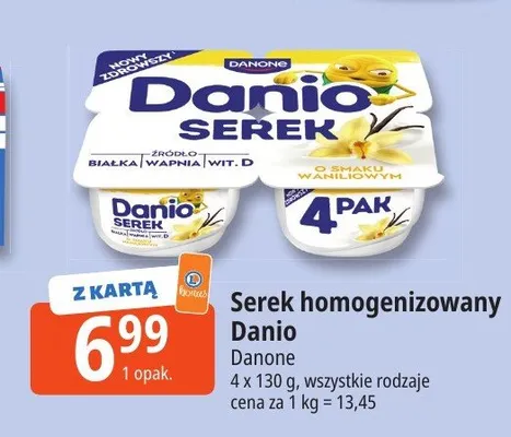 Serek homogenizowany Danio Danone 4-pak promocja w Leclerc