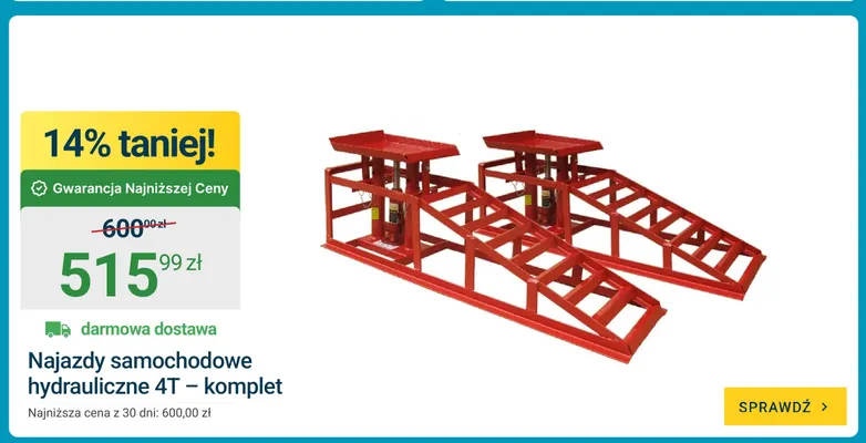 Najazdy samochodowe hydrauliczne 4T – komplet promocja w ERLI