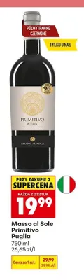 Wino Masso al Sole Primitivo Puglia promocja w Biedronka