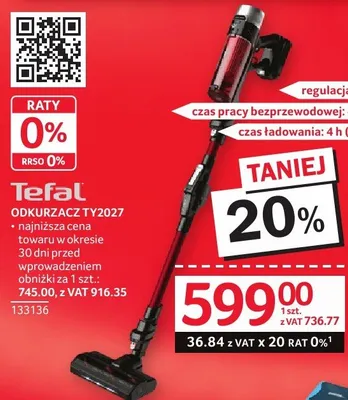 Odkurzacz TEFAL ODKURZACZ TY2027 promocja w Selgros