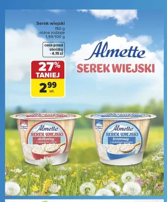 Serek wiejski Almette delikatny z dodatkiem ricotty promocja w Carrefour