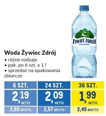 Woda Żywiec Zdrój różne rodzaje promocja w Makro