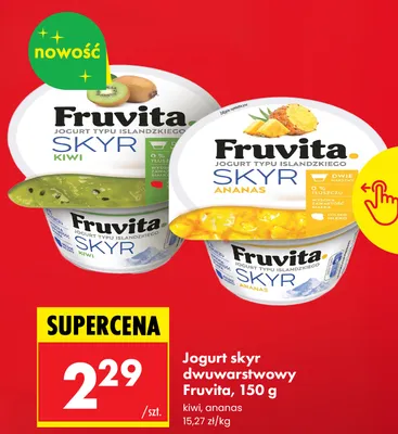 Jogurt skyr dwuwarstwowy Fruvita kiwi promocja w Biedronka
