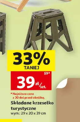 Składane krzesełko turystyczne 29x20x39cm promocja w Auchan