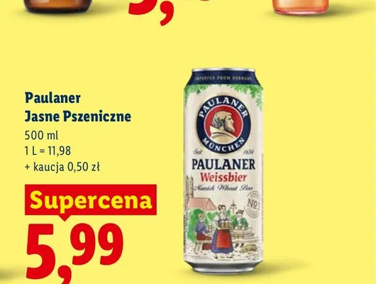 Piwo Paulaner Jasne Pszeniczne promocja w Lidl