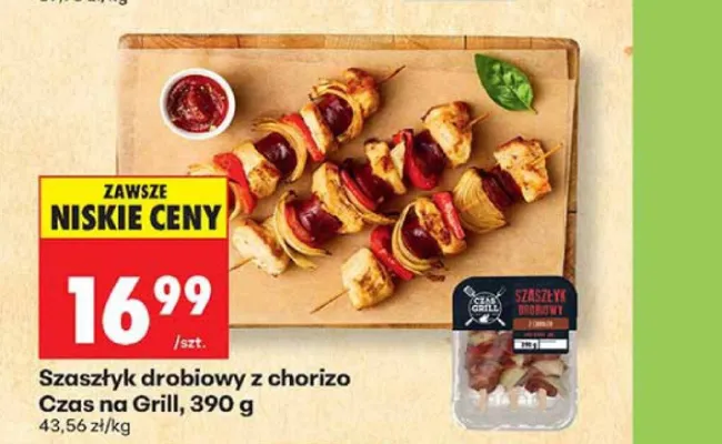Szaszłyk drobiowy z chorizo Czas na Grill promocja w Biedronka