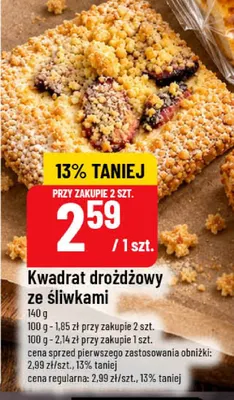 Kwadrat drożdżowy ze śliwkami promocja w POLOmarket