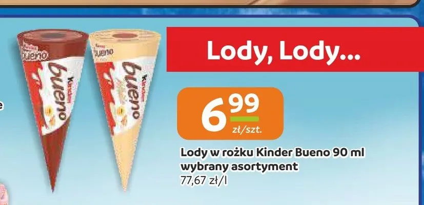 Lody w rożku Kinder Bueno White promocja w Społem Częstochowa
