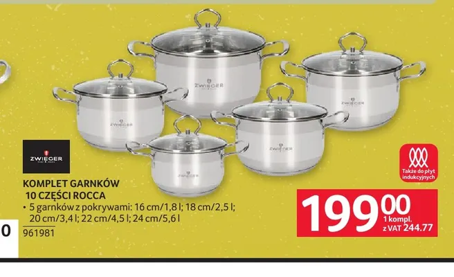 Komplet garnków 10 części Rocca Zwieger promocja w Selgros