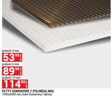 Płyty komorowe z poliwęglanu 10mm promocja w Merkury Market
