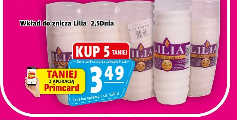 Wkład do znicza Lilia 2,5 Dnia promocja w Prim Market