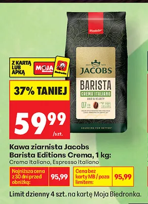 Kawa ziarnista Jacobs Barista Editions Espresso Italiano promocja w Biedronka