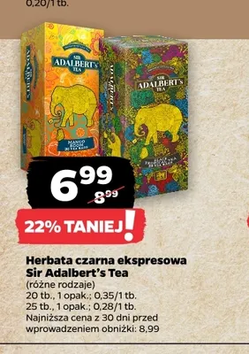 Herbata czarna ekspresowa Mango Sir Adalbert's Tea promocja w Netto