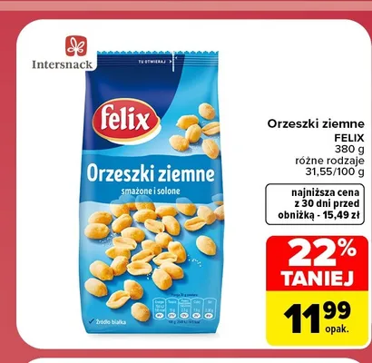 Orzeszki ziemne Felix smażone i solone promocja w Carrefour Market