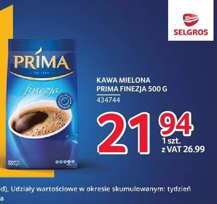 Kawa mielona Prima Finezja promocja w Selgros