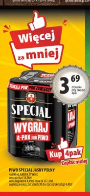 Piwo Specjal Jasny Pełny 4-pak promocja w Arhelan