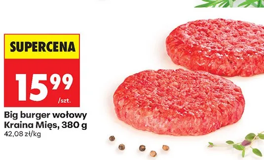 Big burger wołowy Kraina Mięs promocja w Biedronka