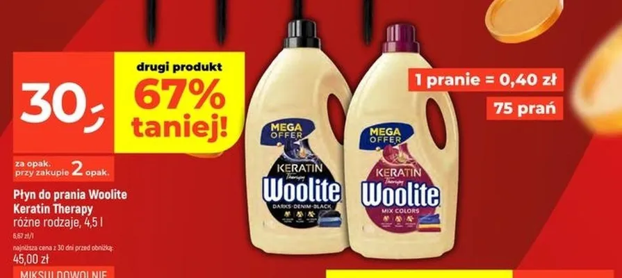 Płyn do prania Woolite Keratin Therapy Mix Colors promocja w Dealz