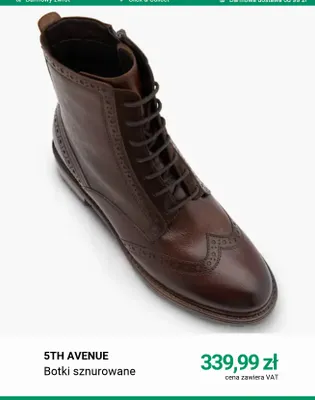 Botki sznurowane 5th Avenue promocja w Deichmann