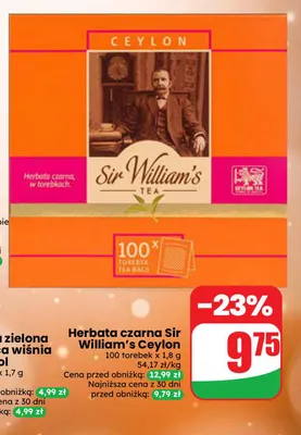 Herbata czarna Sir William's Ceylon promocja w Dino