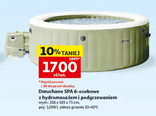 Dmuchane SPA 6-osobowe z hydromasażem i podgrzewaniem Intex promocja w Auchan