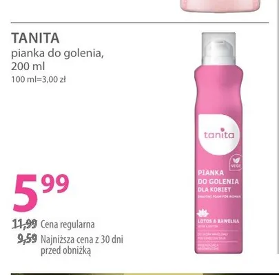 Pianka do golenia dla kobiet Tanita promocja w Hebe