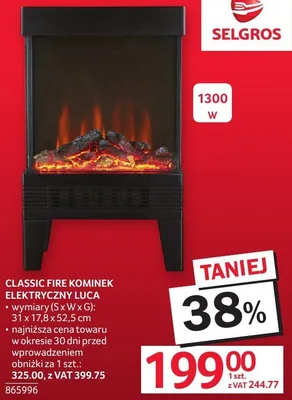 Kominek elektryczny LUCA promocja w Selgros