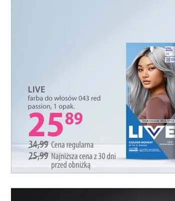 Farba do włosów 043 red passion Live promocja w Hebe