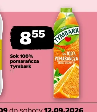 Sok pomarańcza Tymbark 100% promocja w Netto