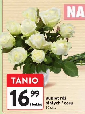 Bukiet róż ecru promocja w Intermarche