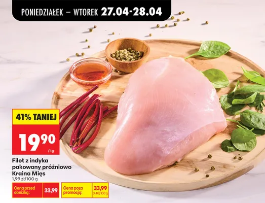 Filet z indyka pakowany próżniowo Kraina Mięs promocja w Biedronka