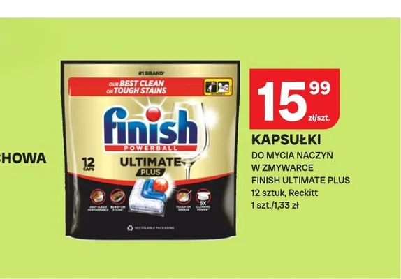 Kapsułki do mycia naczyń w zmywarce Finish Ultimate Plus promocja w Chorten