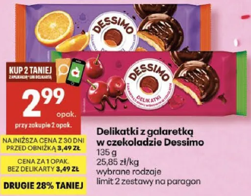 Delikatki z galaretką w czekoladzie Dessimo promocja w Delikatesy Centrum