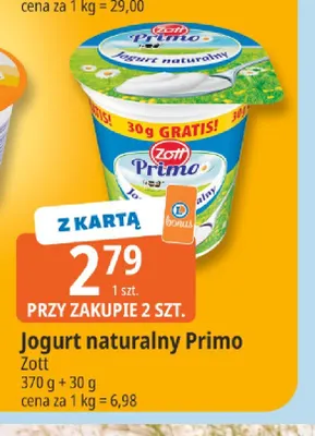 Jogurt naturalny Primo Zott promocja w Leclerc