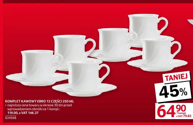 Komplet kawowy Ebro 12 części 250 ml promocja w Selgros