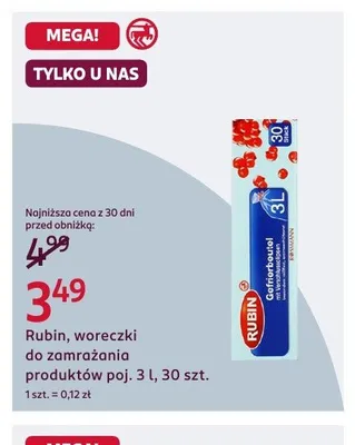 Woreczki do zamrażania produktów Rubin 3 l promocja w Rossmann