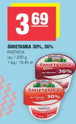 Śmietanka 30%, 36% promocja w SPAR