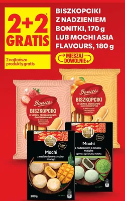 Biszkopciki z nadzieniem o smaku truskawkowo-śmietankowym Bonitki promocja w Biedronka
