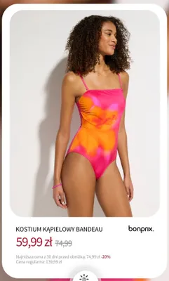 Kostium kąpielowy bandeau Bonprix promocja w bonprix