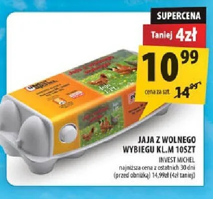 Jaja z wolnego wybiegu kl. M Invest Michel promocja w Arhelan