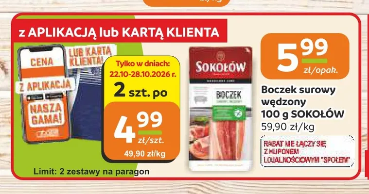 Boczek surowy wędzony Sokołów promocja w Społem Częstochowa