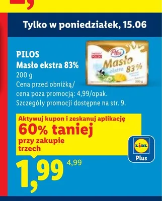 Masło ekstra 83% Pilos promocja w Lidl