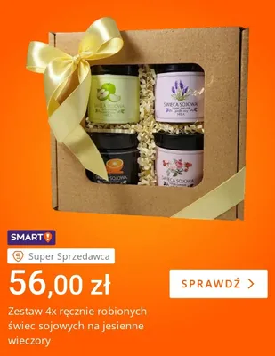 Zestaw 4x ręcznie robionych świec sojowych promocja w Allegro