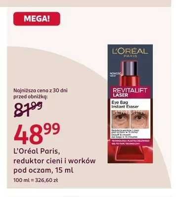 Reduktor cieni i worków pod oczami L'Oréal Paris promocja w Rossmann