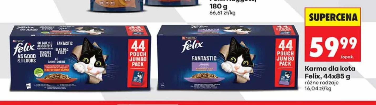 Karma dla kota Felix 44-pak 85 g promocja w Biedronka